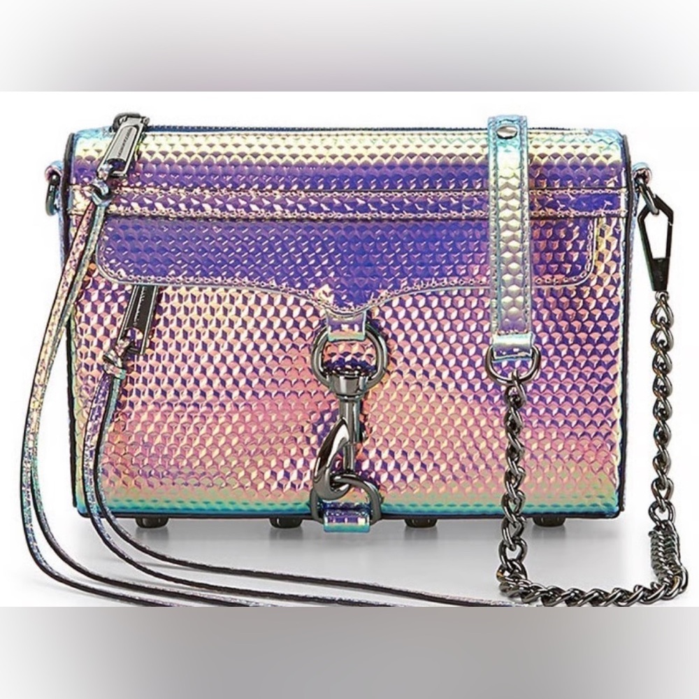 REBECCA MINKOFF I Mini Mac holographic textured crossbody